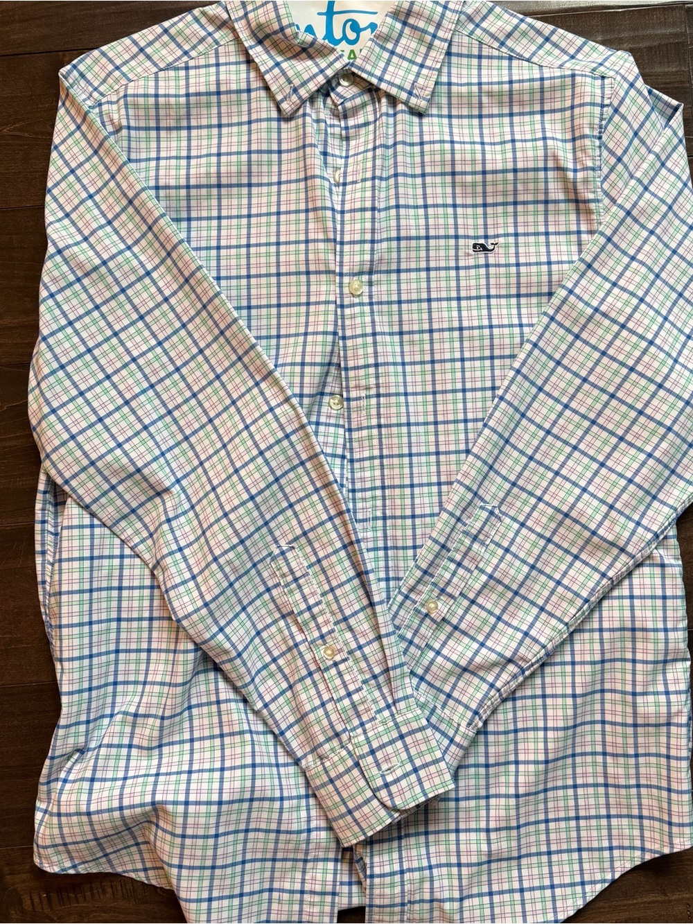 Vineyard Vines Blue, Pink & Green Plaid Button-Down Shirt